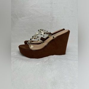 WEDGES - BROWN & CLEAR - WOMANS SIZE 7